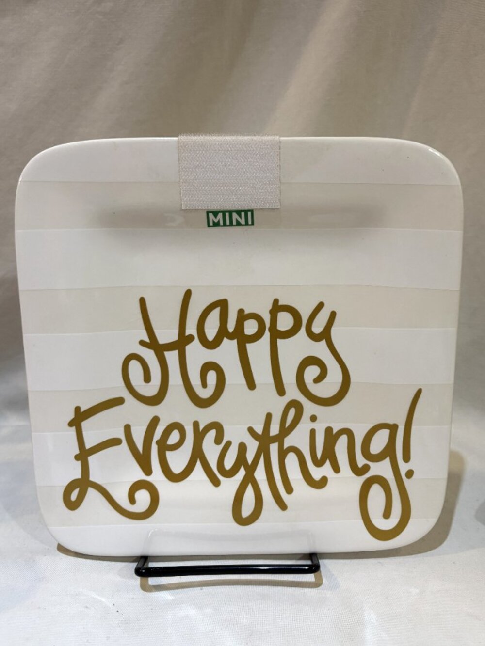 Happy Everything White Ivory Stripes 9.25" Platter Velcro for Mini Laura Johnson